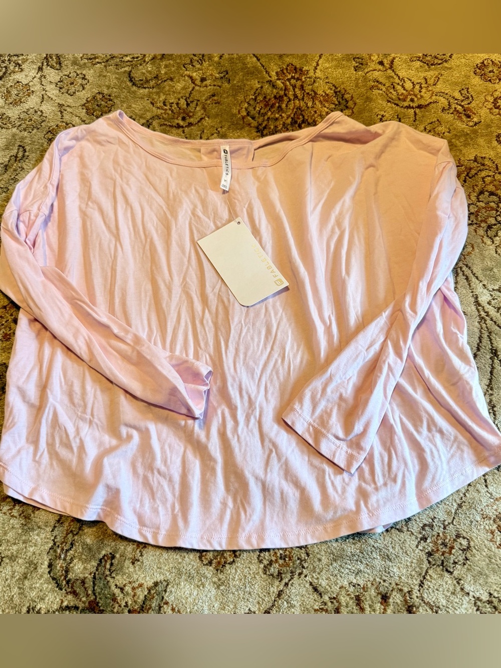 Fabletics Light Pink Long-Sleeve Scoop Neck Top